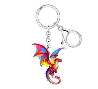 DALANE Acryl Fantasy Drachen Schlüsselanhänger Schlüsselring Mythos Dungeons and Drachen Geschenke für Damen Mädchen Dinosaurier Geschenke für Erwachsene Charm (Rot)