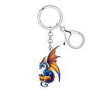 DALANE Acryl Mythos Fantasy Drachen Schlüsselanhänger Schlüsselring Autoschlüssel Brieftasche Zubehör Dungeons and Drachen Geschenke für Damen Mädchen (Braun)