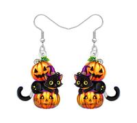 DALANE Acryl Neuheit Spooky Halloween Geschenke Schwarze Katze Kürbis Ohrringe Hängend Hexe Hut Urlaub Kostüme Schmuck Einzigartige Goth Geschenke für Damen Mädchen Mom Katze Liebhaber (Gelb)