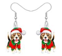 DALANE Acryl Niedlich Beagle Hund Ohrringe Baumelnd Welpen Haustiere Tropfen Schmuck für Frauen Mädchen Kinder Hundeliebhaber Charms Geschenke Party (Weihnachten Beagle)