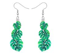 DALANE Acryl Spaß Palmblätter Ohrringe Tropfen Baumeln Grün Tropische Monstera Pflanze Schmuck für Frauen Mädchen Kinder Charms Hawaii Geschenke Decor (Grün)