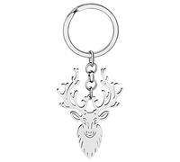 DALANE Edelstahl Giraffe Rentier Schlüsselanhänger Geschenke für Damen Mädchen Elch Hirsch Auto Schlüsselring Tasche Dekor (Versilbertes Rentier)