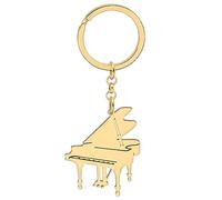 DALANE Edelstahl Klavier Schlüsselanhänger Musikinstrument Schmuck Geschenke für Frauen Mädchen Charms Auto Schlüsselring Ring (18K Vergoldet)