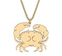 DALANE Edelstahl Niedlich Hai Halskette 18K Gold Vergoldet Anhänger Delphin Krabbe Schildkröte Schmuck Ozean Tiere Geschenke für Frauen Mädchen Charms (Vergoldete Krabbe)