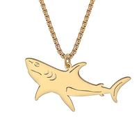 DALANE Edelstahl Niedlich Hai Halskette 18K Gold Vergoldet Anhänger Delphin Krabbe Schildkröte Schmuck Ozean Tiere Geschenke für Frauen Mädchen Charms (Vergoldeter Hai)