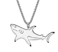 DALANE Edelstahl Niedlich Hai Halskette 18K Gold Vergoldet Anhänger Delphin Krabbe Schildkröte Schmuck Ozean Tiere Geschenke für Frauen Mädchen Charms (Versilberter Hai)