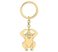 DALANE Edelstahl Niedlich Herz Gorilla Schlüsselanhänger Geschenke für Damen Mädchen lustig Affe Auto Schlüsselring Rucksack Deko (18K Vergoldet)