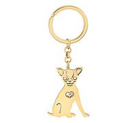 DALANE Edelstahl Niedlich Schlüsselanhänger Chihuahua Welpe Hund Auto Tasche Schlüsselring Haustiere Schmuck Geschenke für Damen Mädchen