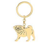 DALANE Edelstahl Niedlich Schlüsselanhänger Mops Hund Welpe Hund Schlüsselanbund Haustiere Schmuck Geschenke für Damen Mädchen Deko