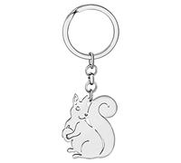 DALANE Edelstahl Niedliche Eichhörnchen Schlüsselanhänger Autoschlüssel Anhänger Tiere Schmuck Geschenke für Damen Mädche Dekor (Versilbert)