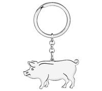 DALANE Edelstahl Schwein Schlüsselanhänger Auto Schlüsselanbund Bauernhof Tiere Schmuck Geschenke für Damen Mädchen Zubehör (Versilbert)