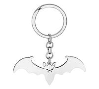 DALANE Halloween Geschenke Edelstahl Fledermaus Schlüsselanhänger Neuheit Schmuck für Frauen Mädchen Charms Tasche Schlüsselring Party Gefälligkeiten (Versilbert)