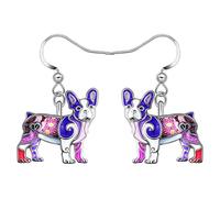 DALANE Legierung Niedlich Französisch Bulldogge Ohrringe Welpen Baumeln Haustiere Schmuck für Damen Mädchen Kinder Hund Geschenke (Lila)