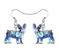 DALANE Legierung Niedlich Französisch Bulldogge Ohrringe Welpen Baumeln Haustiere Schmuck für Damen Mädchen Kinder Hund Geschenke (Blau)