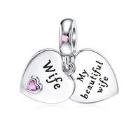 DALARAN Ehefrau Charms Sterling Silber Herz Pink CZ Charm Forever and Always