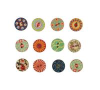 Daleweo Retro Holzknöpfe mit Blumenmuster, 100 Stück Bunte Knöpfe Zum Basteln und Nähen, Gemischte Kinderknöpfe für DIY und Strickjacken, 15 mm Durchmesser