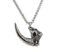 DALMARO Edelstahlkette Lederkette mit Anhänger Edelstahl 316L - NASHORN Wikinger Biker Kette Schmuck Herren/Damen (Edelstahlkette, NASHORN, 50 cm)