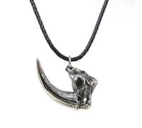 DALMARO Edelstahlkette Lederkette mit Anhänger Edelstahl 316L - NASHORN Wikinger Biker Kette Schmuck Herren/Damen (Lederkette, NASHORN, 60 cm)