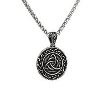 DALMARO Halskette Edelstahlkette Lederkette mit Anhänger Edelstahl 316L - KNOTEN MEDAILLON 05-04 Wikinger Biker Kette Schmuck Herren/Damen (Edelstahlkette, KNOTEN MEDAILLON 05-04, 50 cm)