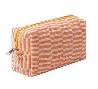 Dalulu Federmäppchen, niedlicher Stifthalter, ästhetisches Stifteetui, Münztasche, Kosmetiktasche, Büro, Schreibwaren, Organizer für Schule, Uni und Reisen (orangefarbene Streifen)