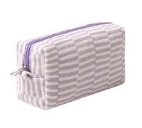 Dalulu Federmäppchen, niedlicher Stifthalter, ästhetisches Stifteetui, Münztasche, Kosmetiktasche, Büro, Schreibwaren, Organizer für Schule, Uni und Reisen (lila Reisstreifen)