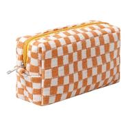 Dalulu Federmäppchen, niedlicher Stifthalter, ästhetisches Stifteetui, Münztasche, Kosmetiktasche, Büro, Schreibwaren, Organizer für Schule, Uni und Reisen (Orange / Beige)