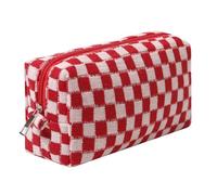 Dalulu Federmäppchen, niedlicher Stifthalter, ästhetisches Stifteetui, Münztasche, Kosmetiktasche, Büro, Schreibwaren, Organizer für Schule, Uni und Reisen (rot-rosa)