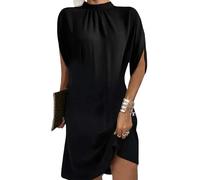 Dame Elegante Kurze Kleid Fledermaus Ärmel High Neck OL Formale Anlässe Kleider Frauen Sommer Einfarbig Geometrische Druck Rock