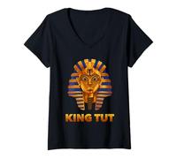 Damen #1 The Egyptian Pharaoh King TUT Mask T-Shirt, Tutankhamun T-Shirt mit V-Ausschnitt