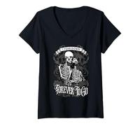 Damen 1 Year Down Forever to Go Gothic Paar 1. Jahrestag T-Shirt mit V-Ausschnitt