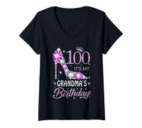 Damen 100 It's My Grandma's Birthday High Heel 100 Jahre alt T-Shirt mit V-Ausschnitt
