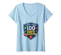 Damen 100 Tage School League Champion T-Shirt mit V-Ausschnitt