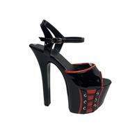 Damen 17cm High Heels Sommer Sexy Plateau Sandalen, Mode Party Kleid Pumps, Geeignet für Nightclub Pole Dance,Schwarz,42 EU