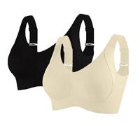Damen 2/3er Set BH ohne Bügel Push up BHS V-Ausschnitt Bügelloser BHS Sport Gerippt Klassische Bustier Seamless T Shirt Bequem Bralette Modisch Atmungsaktiv Bra Soft Schlaf BH