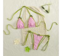 Damen 2 Stücke Spitzen-Bikini in bunten Farben für Kreuzfahrt, Party, Strand und Urlaub, stilvolle jugendliche Mode für den Sommer