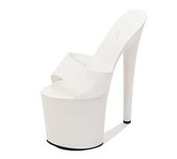 Damen 20CM Stiletto High Heel Plateau Sandalen Party Club Sexy Stripperin Pole Dance High Heels Plus Größe Unisex,Weiß,35 EU