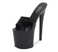 Damen 20CM Stiletto High Heel Plateau Sandalen Party Club Sexy Stripperin Pole Dance High Heels Plus Größe Unisex,Schwarz,35 EU