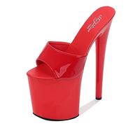 Damen 20CM Stiletto High Heel Plateau Sandalen Party Club Sexy Stripperin Pole Dance High Heels Plus Größe Unisex,Rot,37 EU