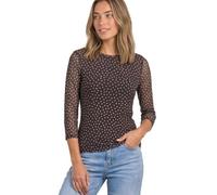 Street One - Mesh-Shirt mit Polka Dots braun - Gr. - 34