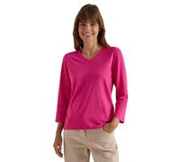 Damen 3/4-Arm Shirt in Unifarbe mit V-Neck