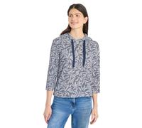 Kapuzenshirt CECIL, Damen, Gr. XXL (46), sporty denim blau, Stoff, 60% Viskose, 40% Polyester, geblümt, comfort fit normal, ohne Ausschnitt, abgesteppt, Shirts Kapuzenshirt, mit 3/4 Ärmeln (60299251-X