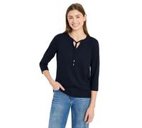Cecil Damen 3/4-Arm Shirt mit Split Neck in Blau, Gr: XL