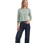 3/4-Arm-Shirt STREET ONE, Damen, Gr. 46, grün (eucalyptus grün), Web, 100% Baumwolle, gestreift, comfort fit normal, U-Boot-Ausschnitt, Bündchen, Shirts 3/4-Arm-Shirt, mit 3/4 Ärmeln (46509342-46) euc