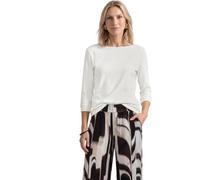 Langarmshirt STREET ONE, Damen, Gr. 36, weiß (sanftes weiß), Web, 100% Baumwolle, unifarben, comfort fit normal, U-Boot-Ausschnitt, Bündchen, Shirts Langarmshirt, mit U-Boot-Ausschnitt (67007045-36) s