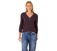 Damen 3/4-Arm Shirt mit V-Ausschnitt und Knöpfen