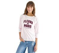 T-Shirt CECIL, Damen, Gr. M (40), light blush rose, Web, 100% Baumwolle, gestreift, comfort fit normal, U-Boot-Ausschnitt, abgesteppt, Shirts T-Shirt, aus reiner Baumwolle (81571547-M) light blush ros