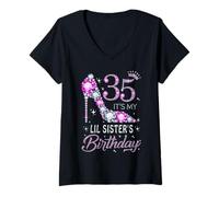 Damen 35 Es ist der Geburtstag meiner kleinen Schwester, High Heel, 35 Jahre alt T-Shirt mit V-Ausschnitt