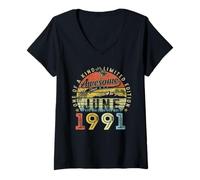 Damen 35 Limited Edition 1991 One of a Kind 35. Juni 35. Geburtstag T-Shirt mit V-Ausschnitt
