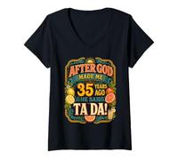 Damen 35th Birthday Tropical Vintage 1991 35 Years Old Men Women T-Shirt mit V-Ausschnitt
