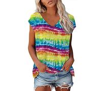 Damen 4 Packe Bauchfrei T-Shirts Rundhals Crop Top Kurze Oberteile Basic Kurzarmshirts Damen Casual Sternchen Lippen drucken One-Shoulder T-Shirt Oversize 80er Pullover Tops Teenager Mädchen E741